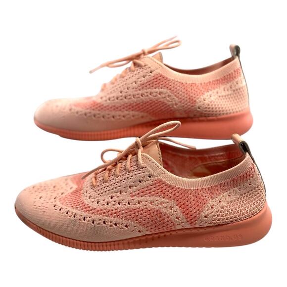 Cole Haan Women 2.ZERØGRAND Stitchlite™ Wingtip Oxford Peach Pink Size 7B Shoes - Picture 5 of 10